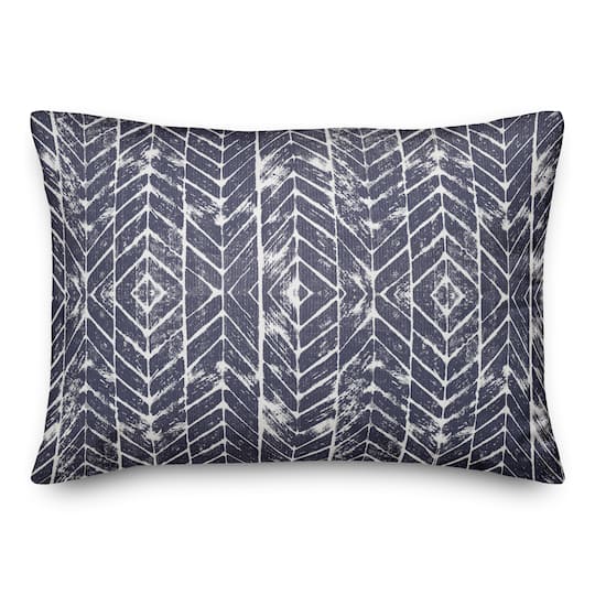 Distressed Indigo Chevron Throw Pillow 14" x 20"